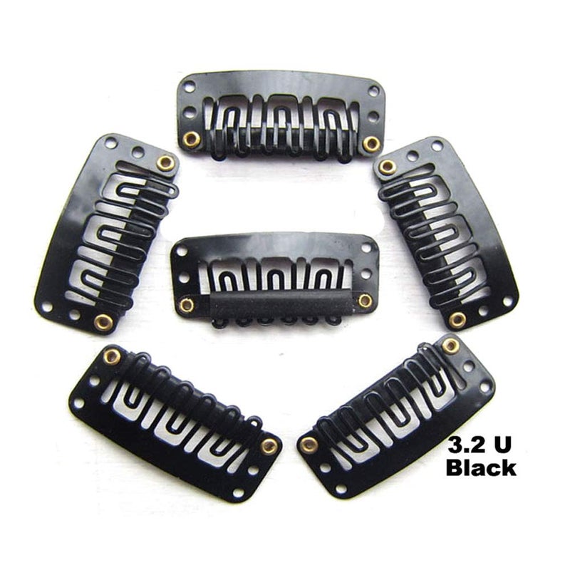 KDOSP 50Pcs Wig Clips 32mm Snap Clips For hair Extensions I Shape Hair clips Tools 6 Teeth Black Color Hair Extension 30 clips Assorted Sewing Needles and 2 Rolls Thread (Black) - Image 3